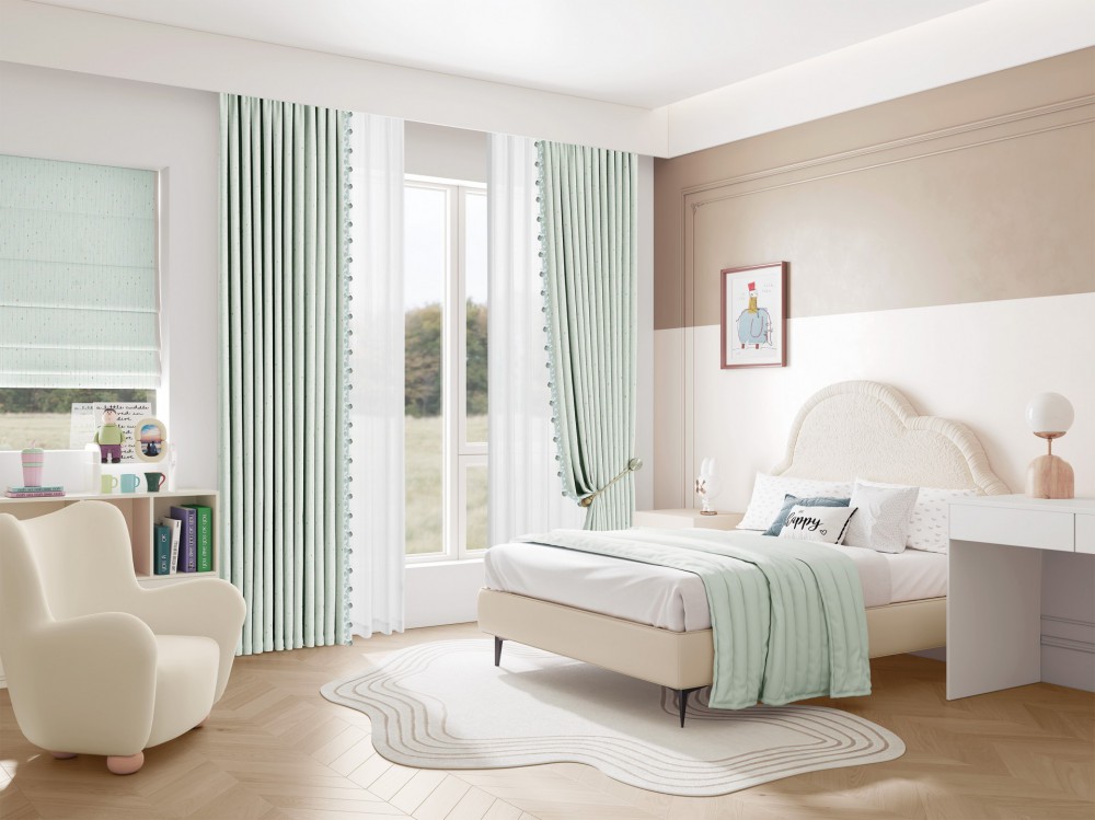 JINCHAN 10A Antibacterial Class A Curtains - Colorful Childhood Snowflake Children's Curtains