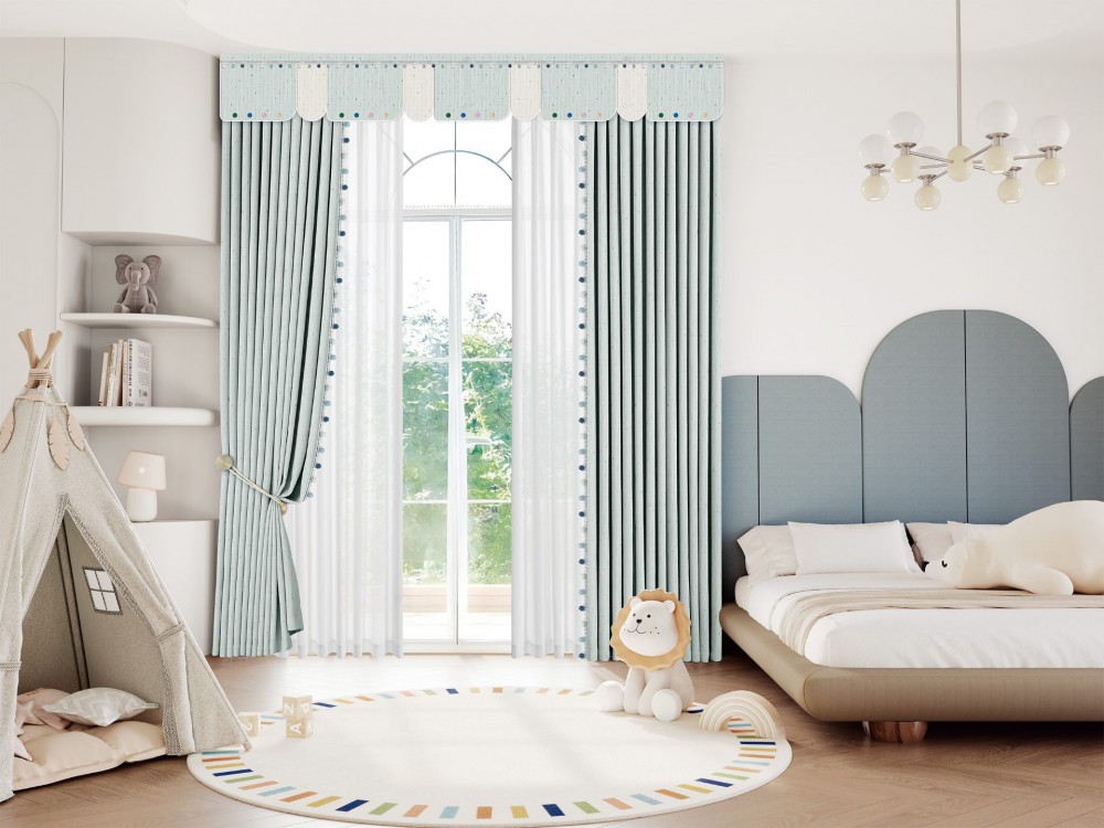 JINCHAN 10A Antibacterial Class A Curtains - Youthful Energy Snowflake Children's Curtains