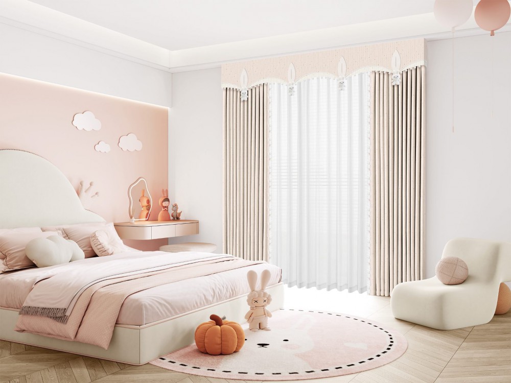JINCHAN 10A Antibacterial Class A Curtains - Collecting Beauty Floral Dot Children's Curtains