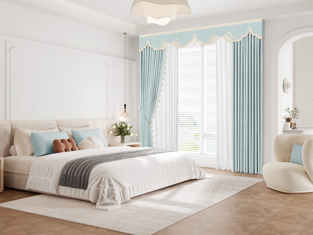 JINCHAN 10A Antibacterial Class A Curtains - Chasing Light Light Green High-Precision Embossed