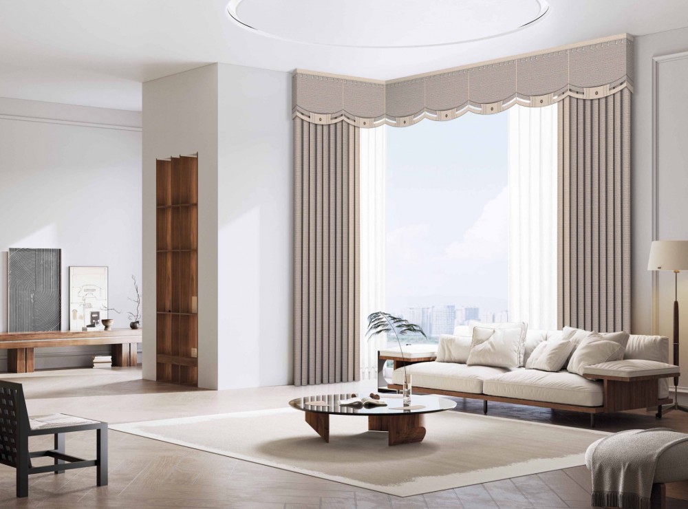 JINCHAN 10A Antibacterial Class A Curtains - Mountains Still Rivers Flow Linen